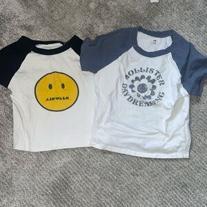 Air walk( black& white) + Hollister (blue& white) baby tees